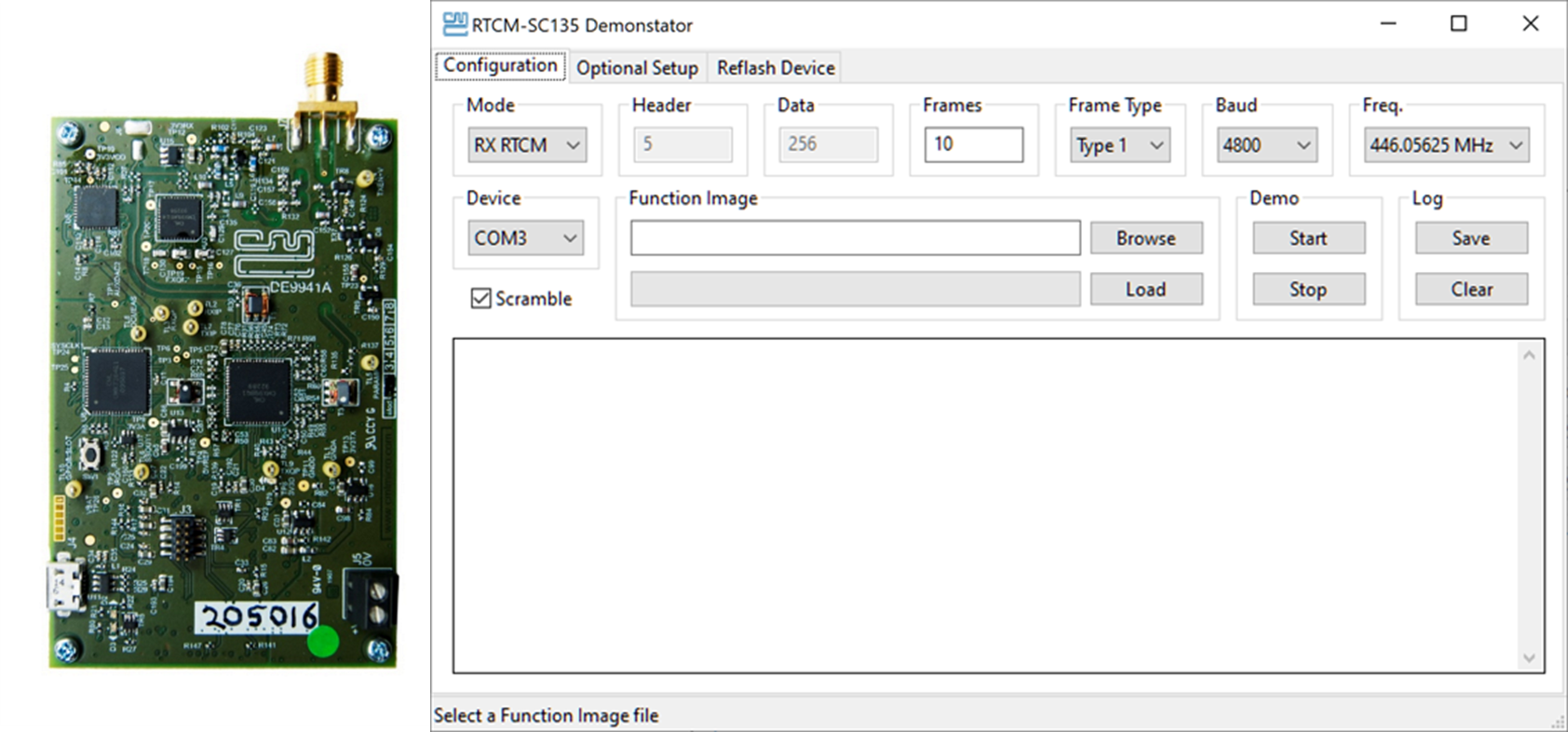 DE9941A demo board/ SC135 GUI screenshot