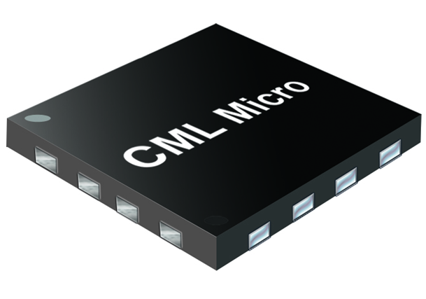3D rendered image of a black chip package labelled "CML Micro"